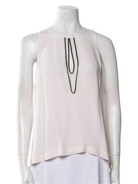 ALC Sleeveless Silk Top in Cream with Black and Keyhole opening